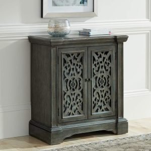 Textured Gray-Blue 2-Door Cabinet