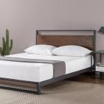 Metal and Wood Platform Bed Frame with Headboard