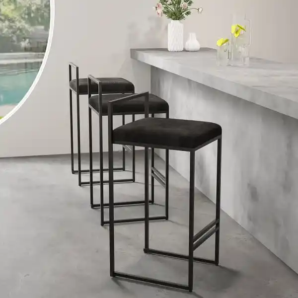 Set of 2 Modern Upholstered Bar Stool